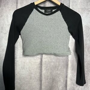 Cider Two-Tone Black and Gray Crop Top